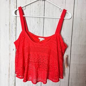 Decree  Crochet Style Flowy Swimsuit Black Bralette Top Sz L NWT